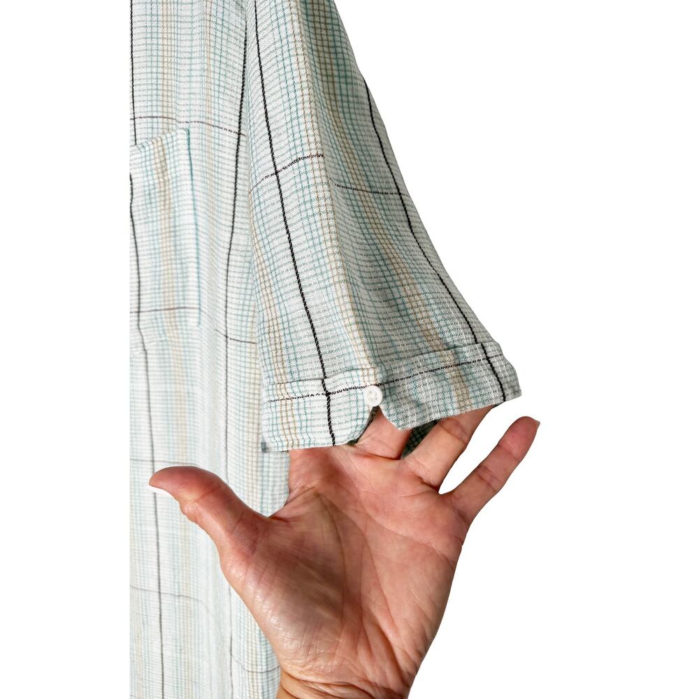 Cubavera Men's Lightweight Linen Blend Short Sleeve Button Up Shirt Plaid Check - Picture 5 of 8
